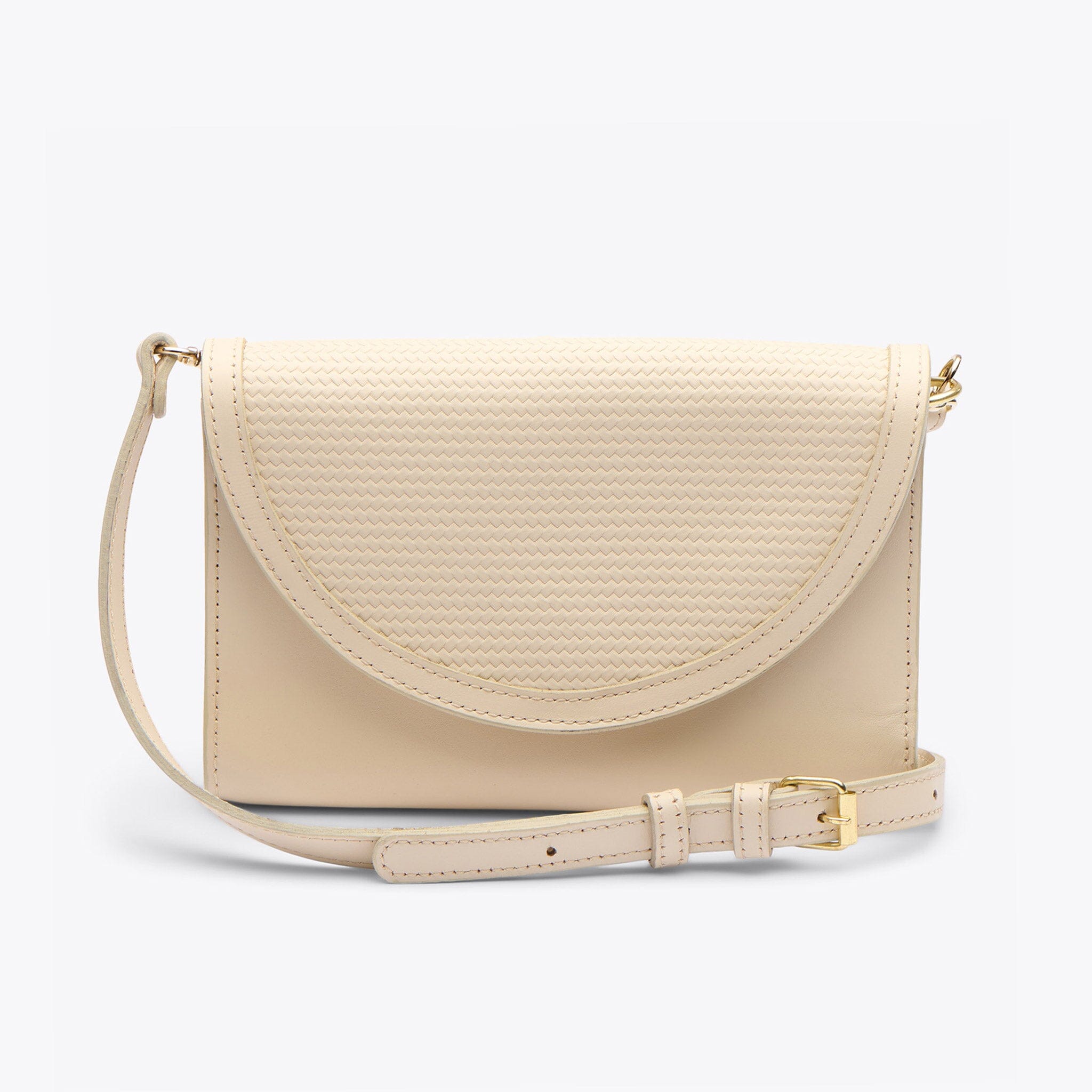 Cleo Convertible Crossbody Woven Bone Leather Handbag - unlined Nisolo 