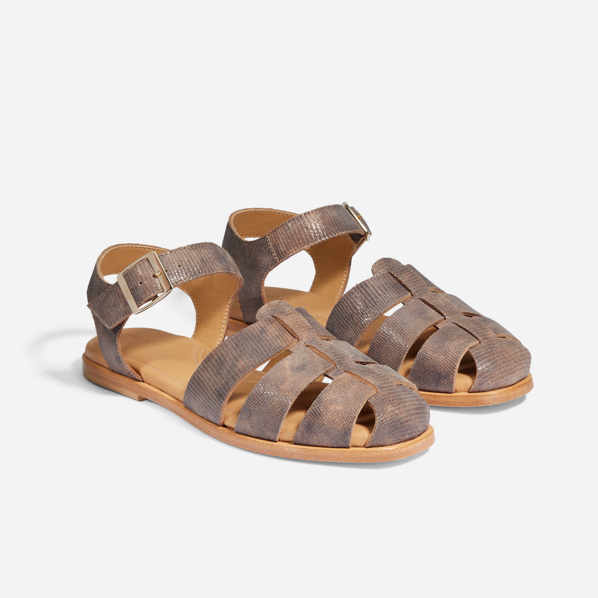 Mira Fisherman Sandal Greige Snake