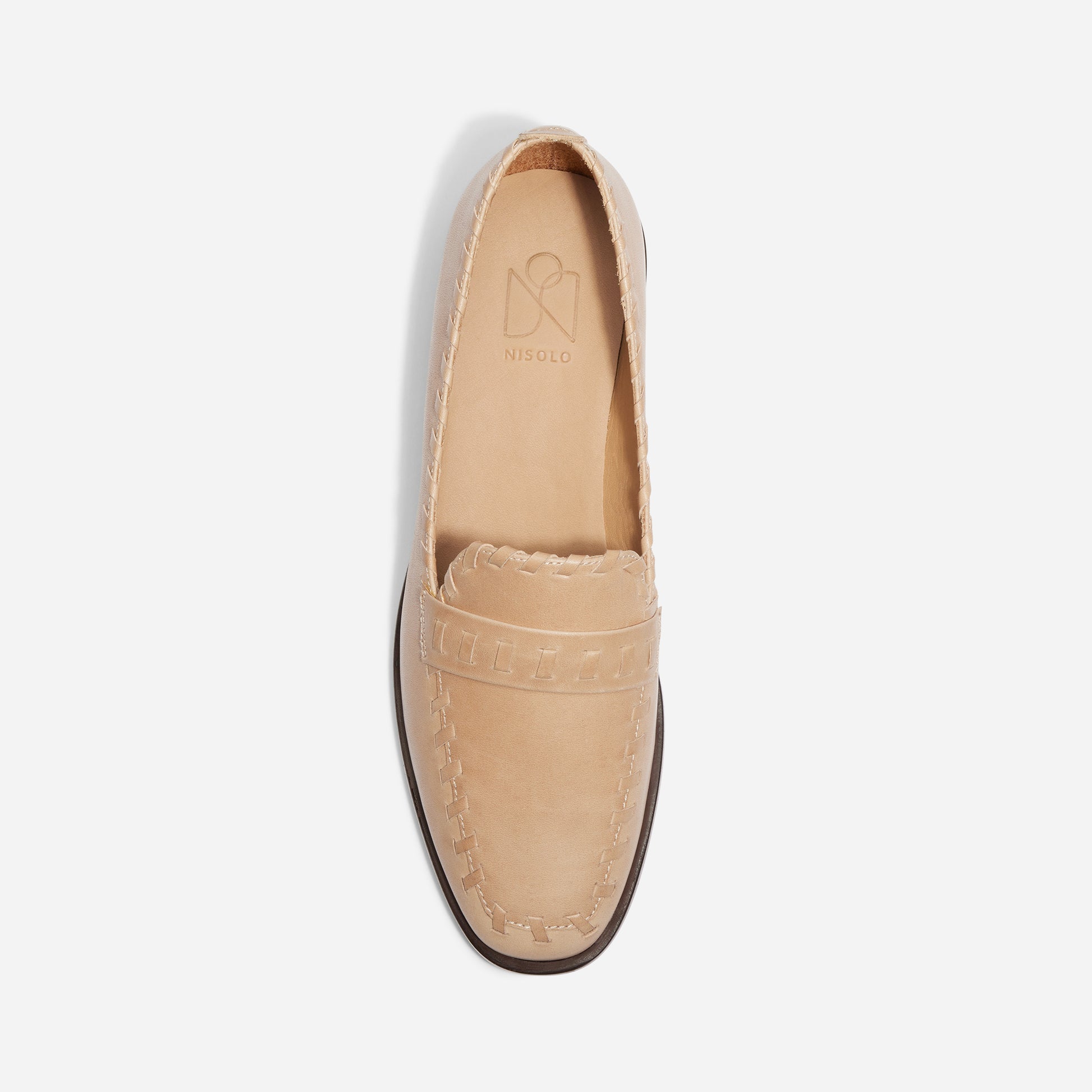 Lidia Whipstitch Loafer Almond