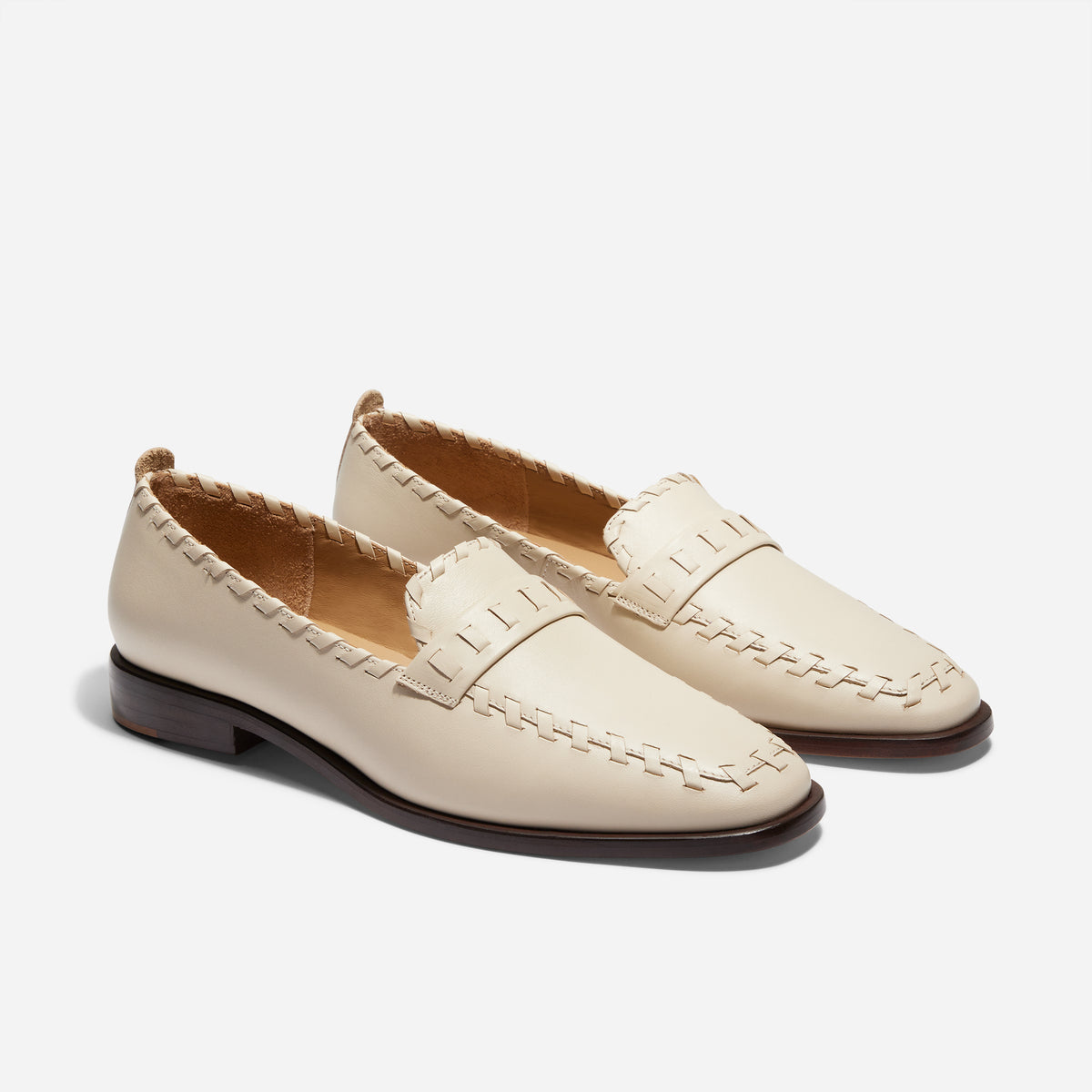 Lidia Whipstitch Loafer Pearl