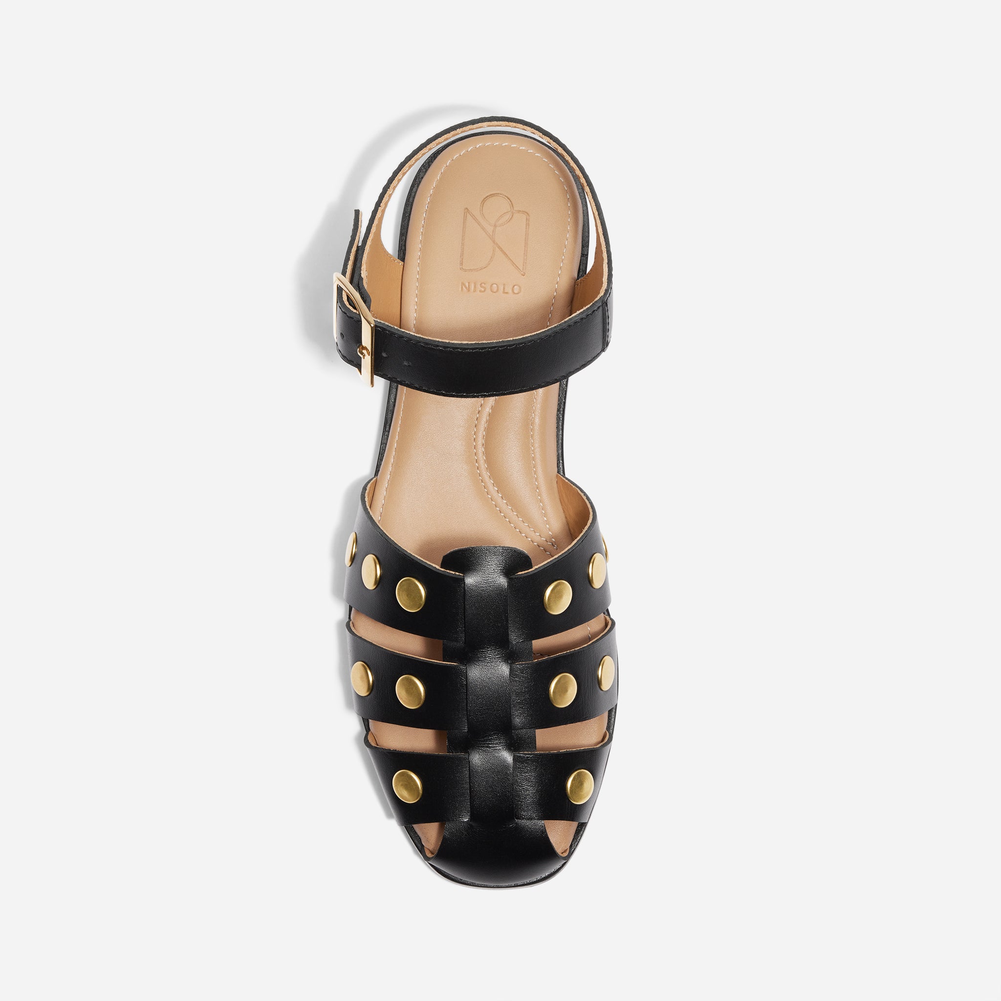 Mira Studded Fisherman Sandal Black