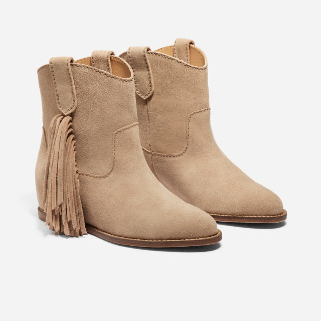 Amaya Fringe Bootie Linen Suede