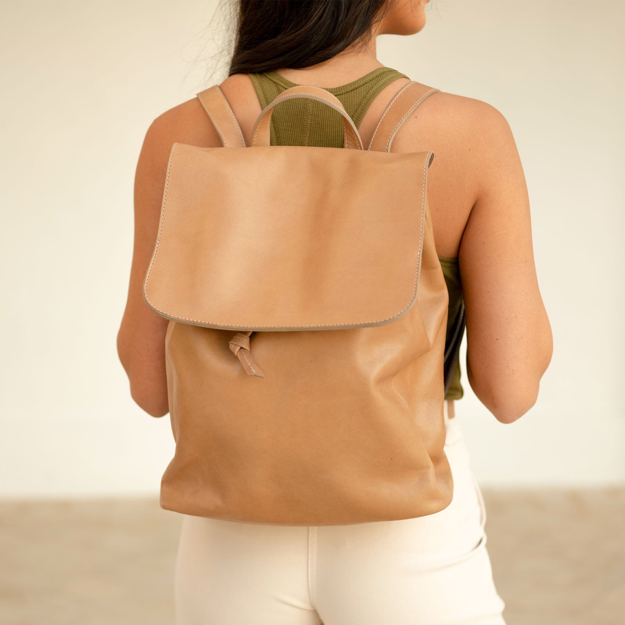 Daniela Drawstring Backpack Almond