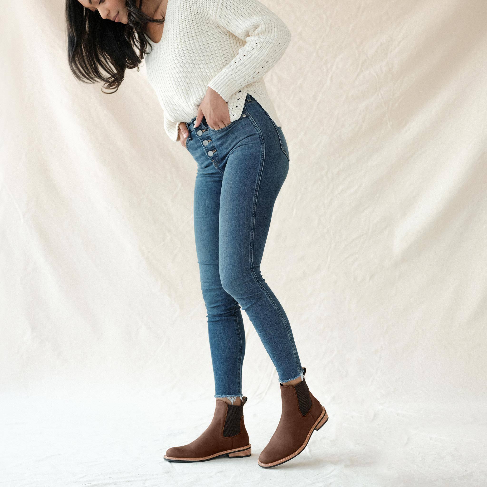 Image 3 of the Carmen Chelsea Boot Brown on model