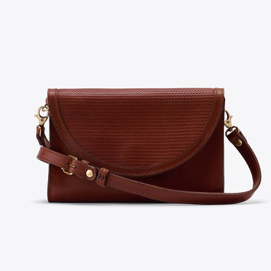 Cleo Convertible Crossbody Woven Brandy Leather Handbag - unlined Nisolo 