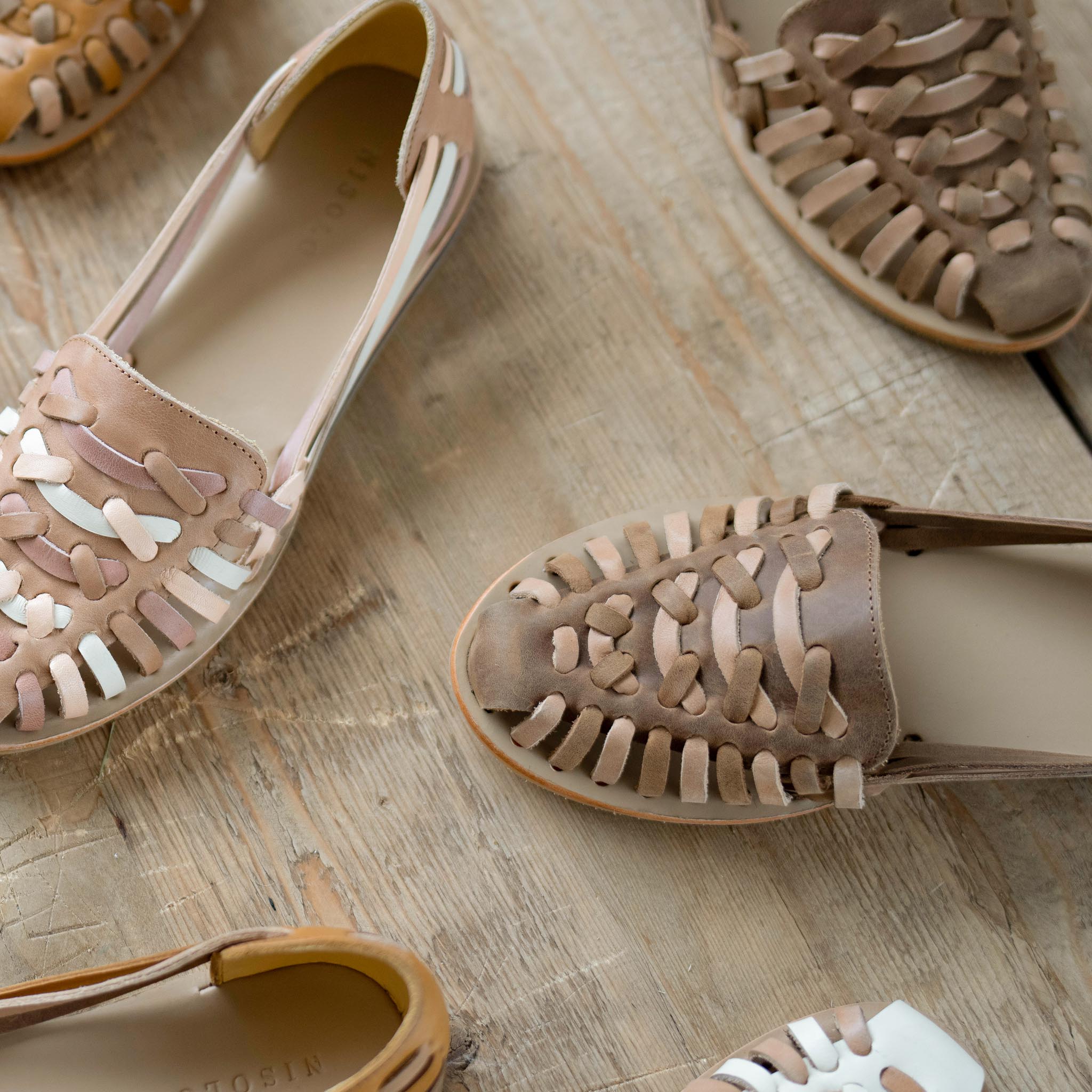 Product Image Women's Huarache Sandal Tobacco/Almond Colorblock Women's Leather Slip On Nisolo Colorblock Comparison